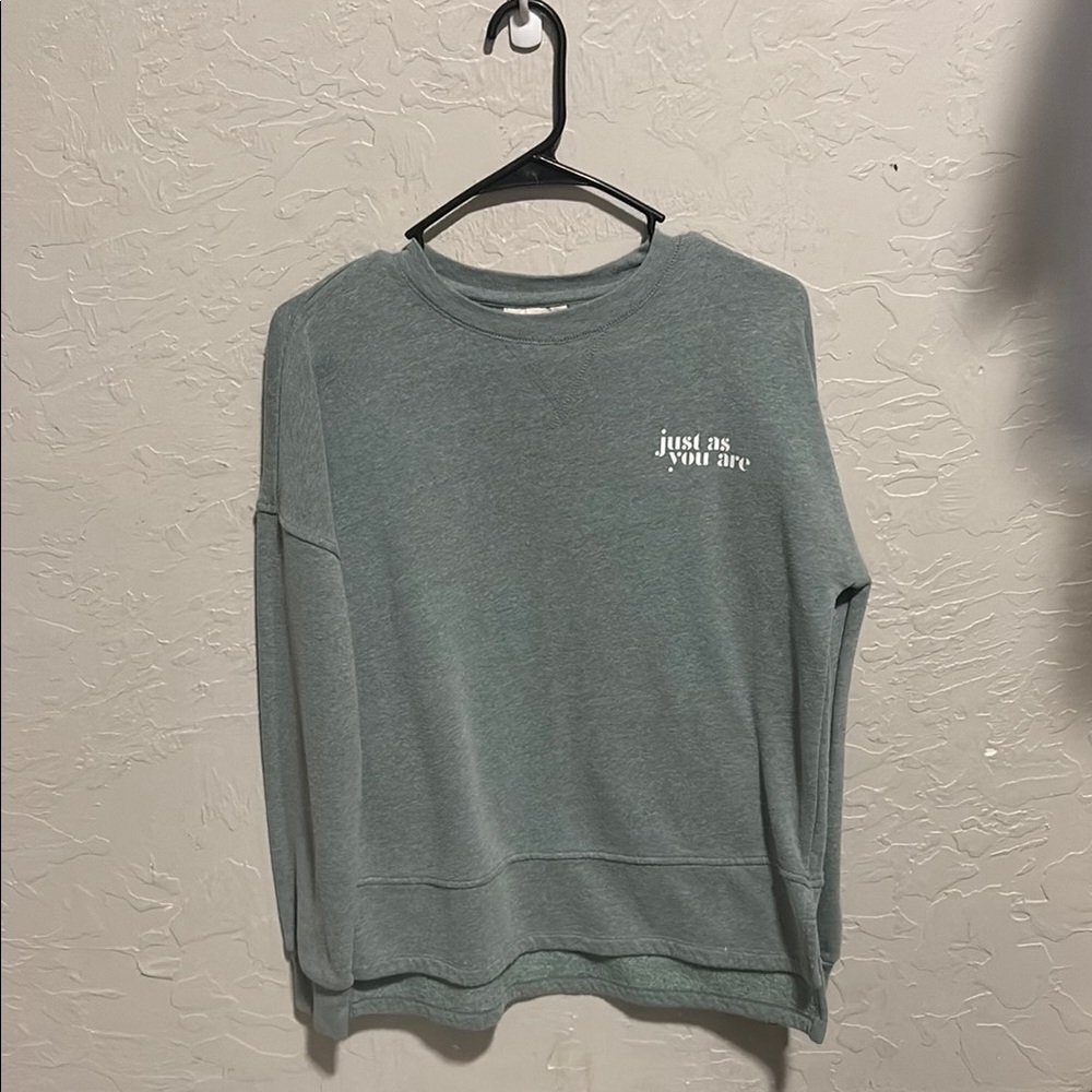 Green Sweatshirt with White Text